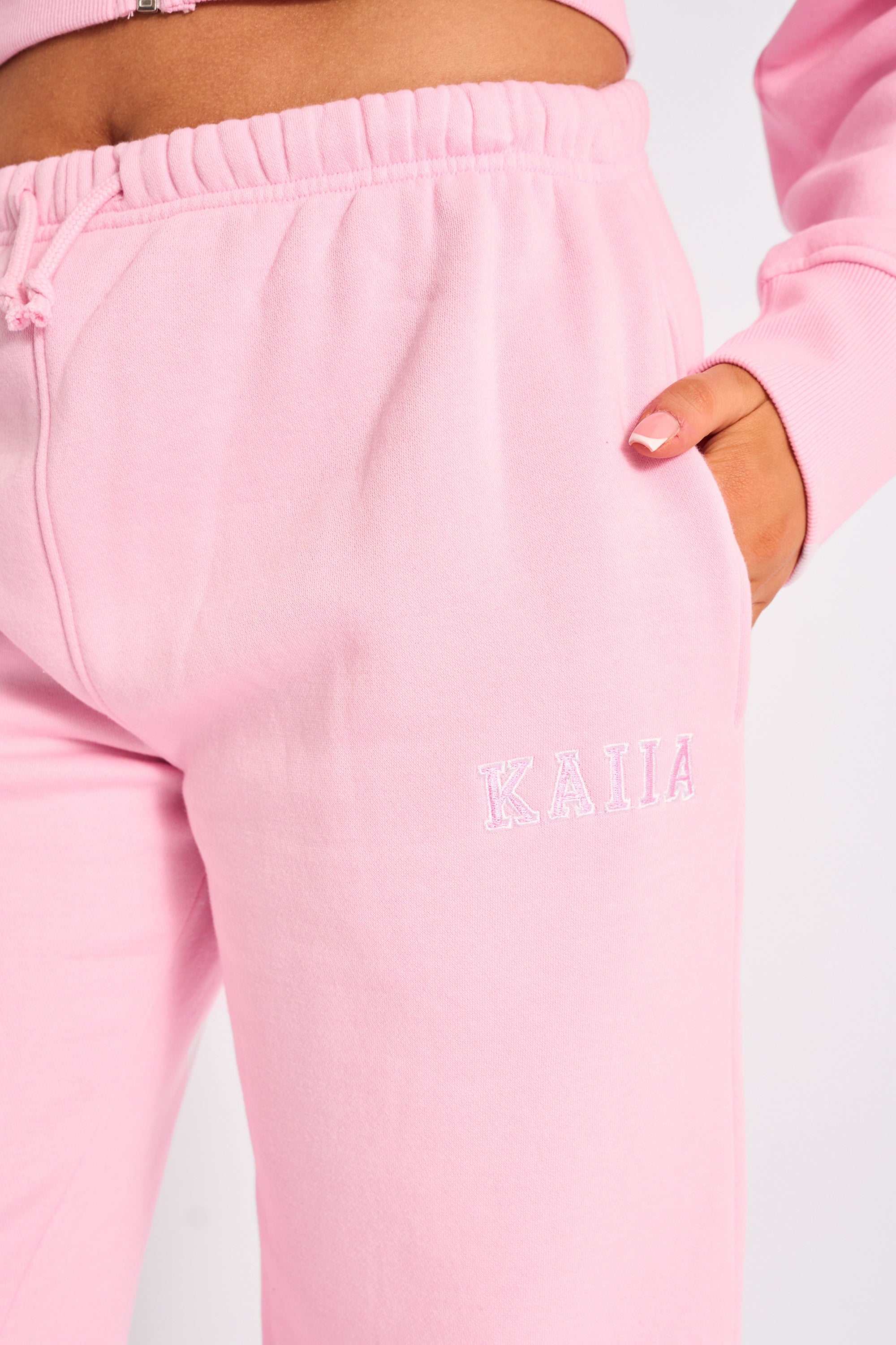 Kaiia Logo Wide Leg Joggers Light Pink