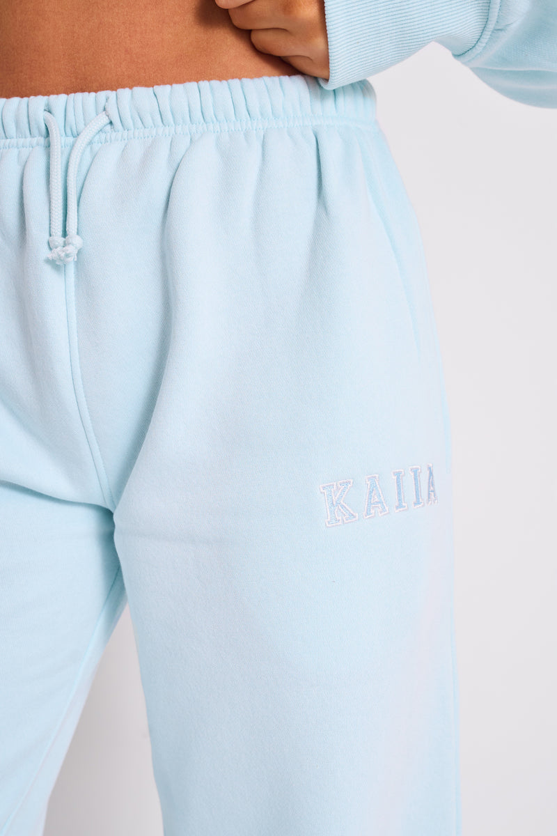 Kaiia Logo Wide Leg Joggers Light Blue