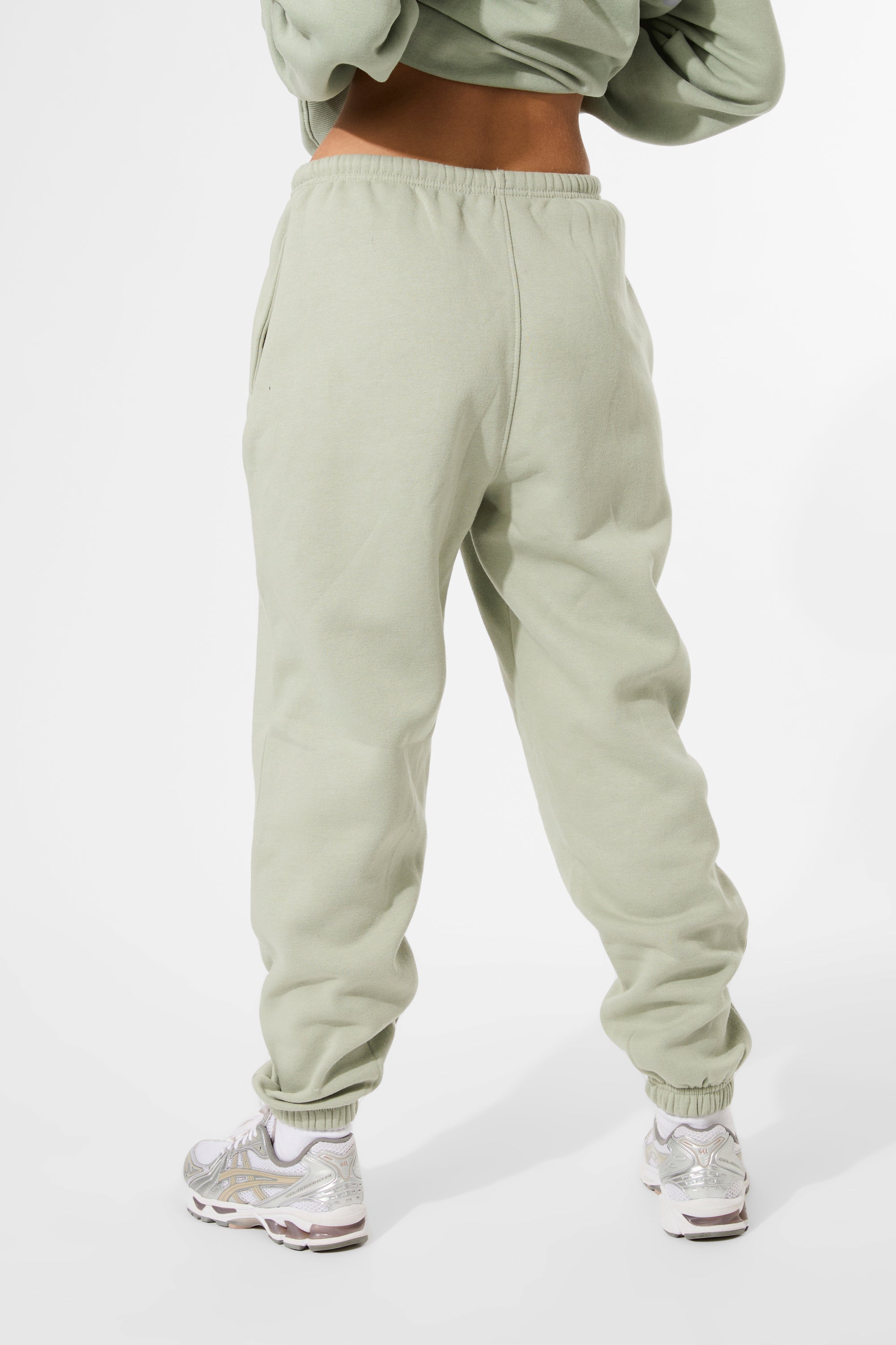 Kaiia Logo Cuffed Joggers Sage Green