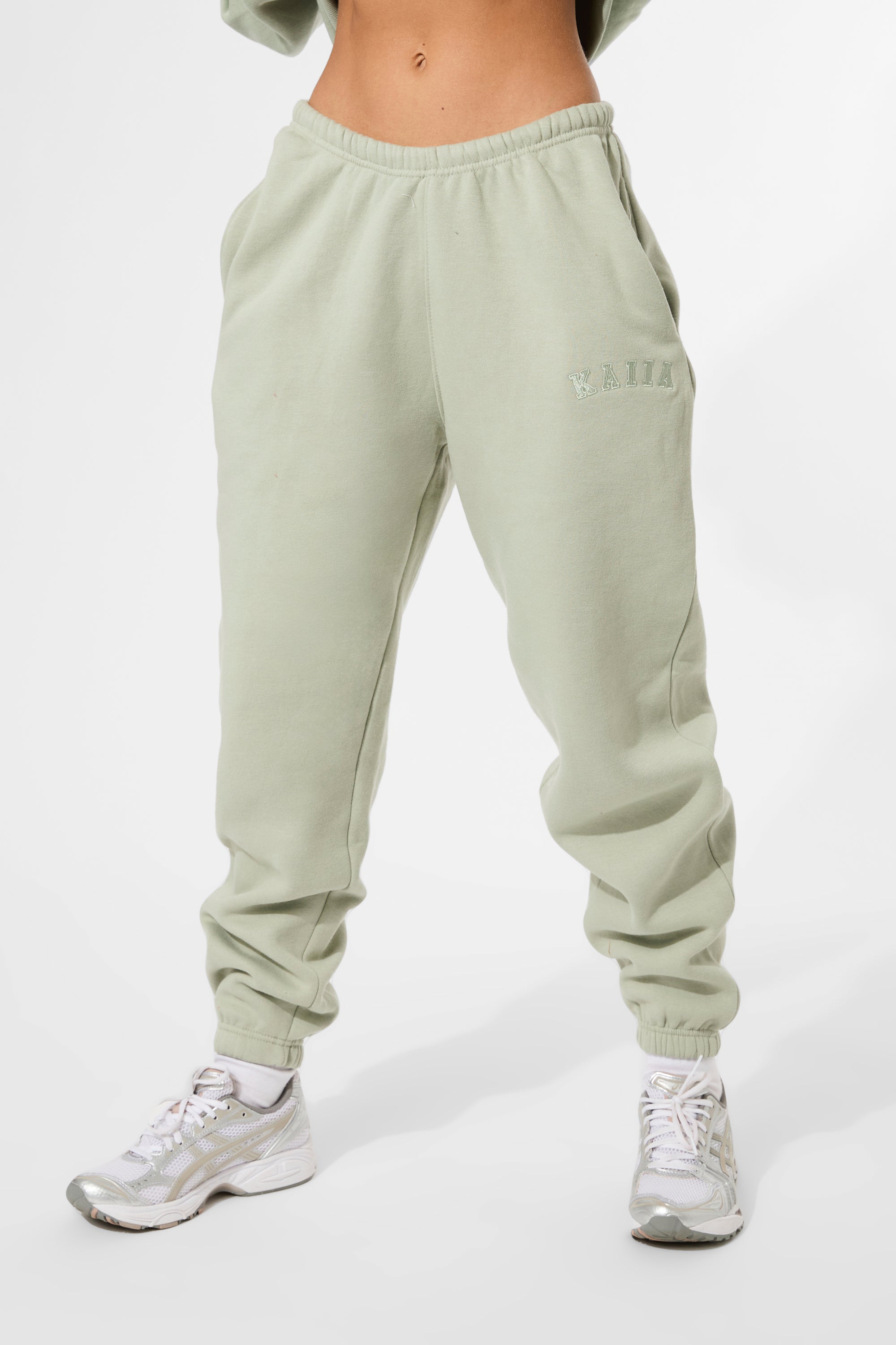 Kaiia Logo Cuffed Joggers Sage Green