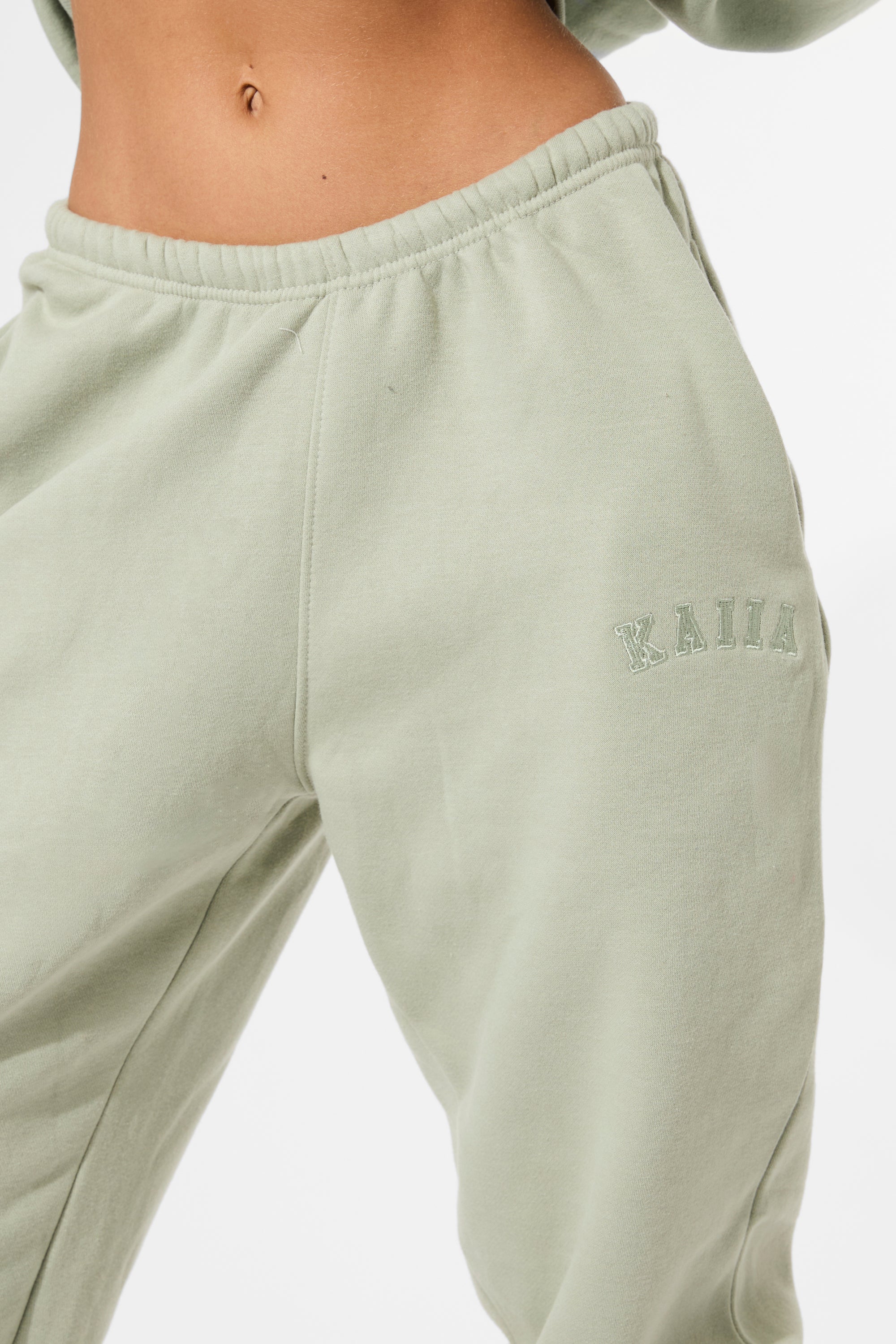 Kaiia Logo Cuffed Joggers Sage Green