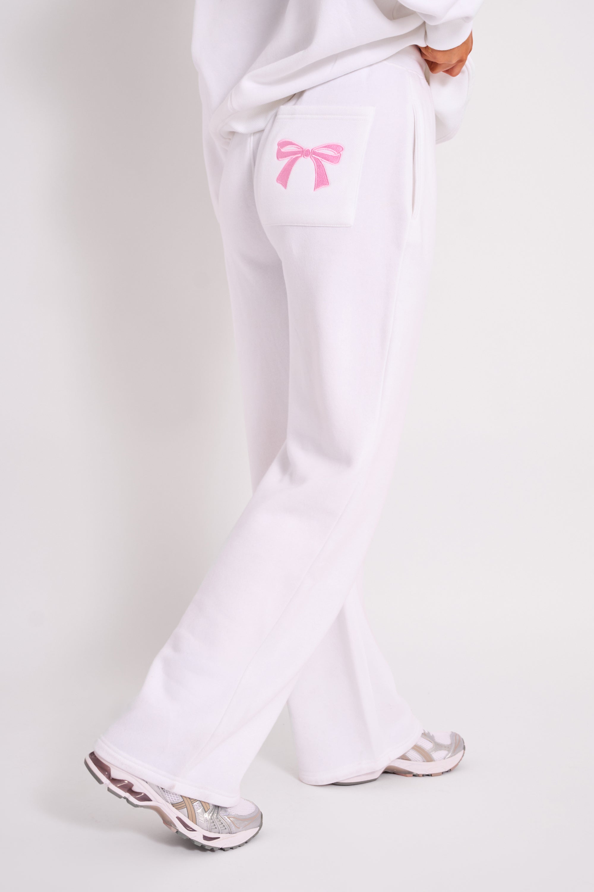 Pink and white joggers sale