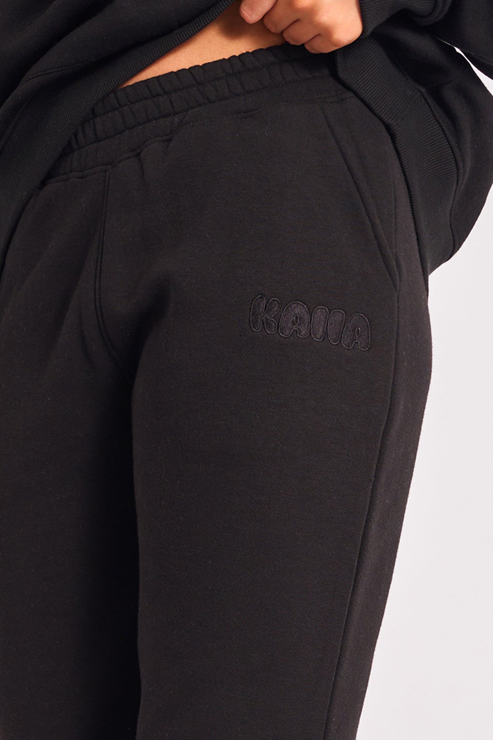 Kaiia Bubble Logo Wide Leg Joggers Black