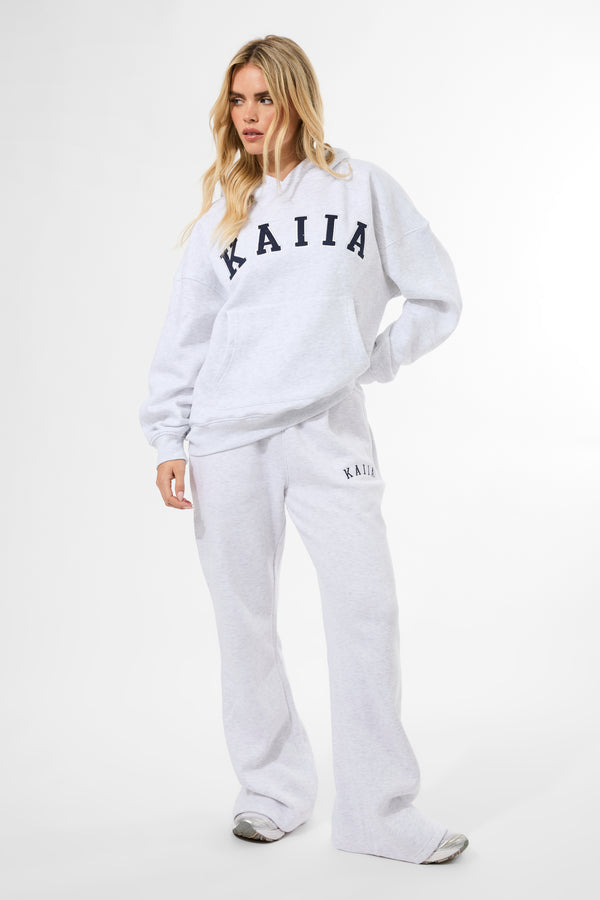 Kaiia Wide Leg Sweat Pants In Grey Marl