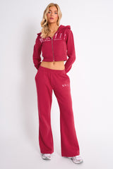 Kaiia Logo Wide Leg Joggers Cranberry & Pink