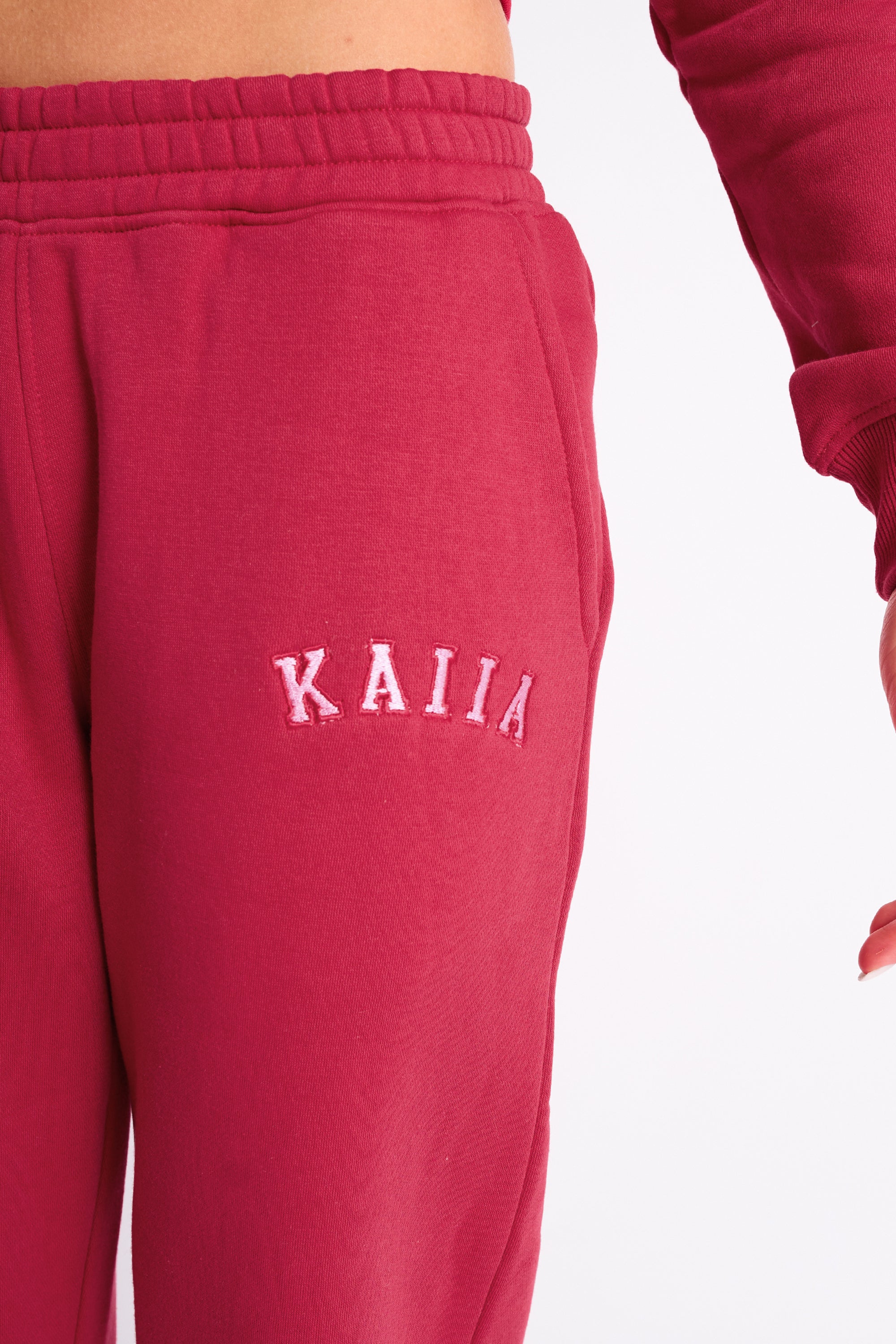 Kaiia Logo Wide Leg Joggers Cranberry & Pink