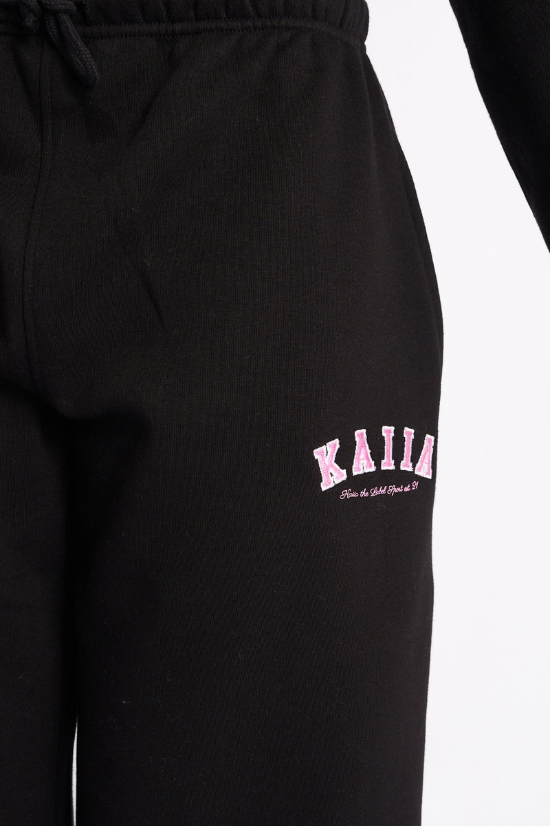 Kaiia Logo Wide Leg Joggers Black & Pink