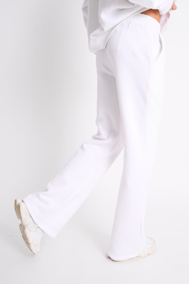 Kaiia Logo Wide Leg Joggers White & Sand