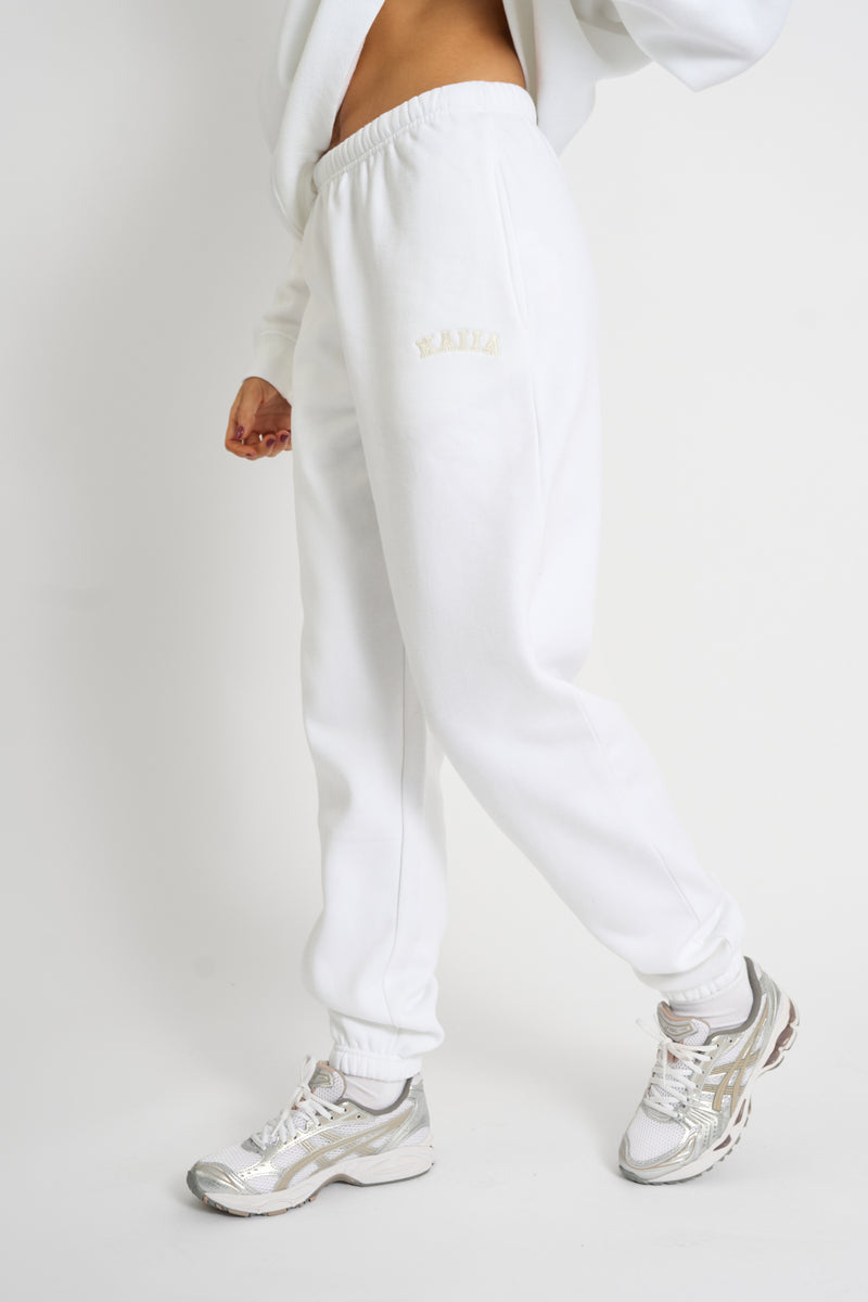 Kaiia Logo Cuffed Joggers Cream