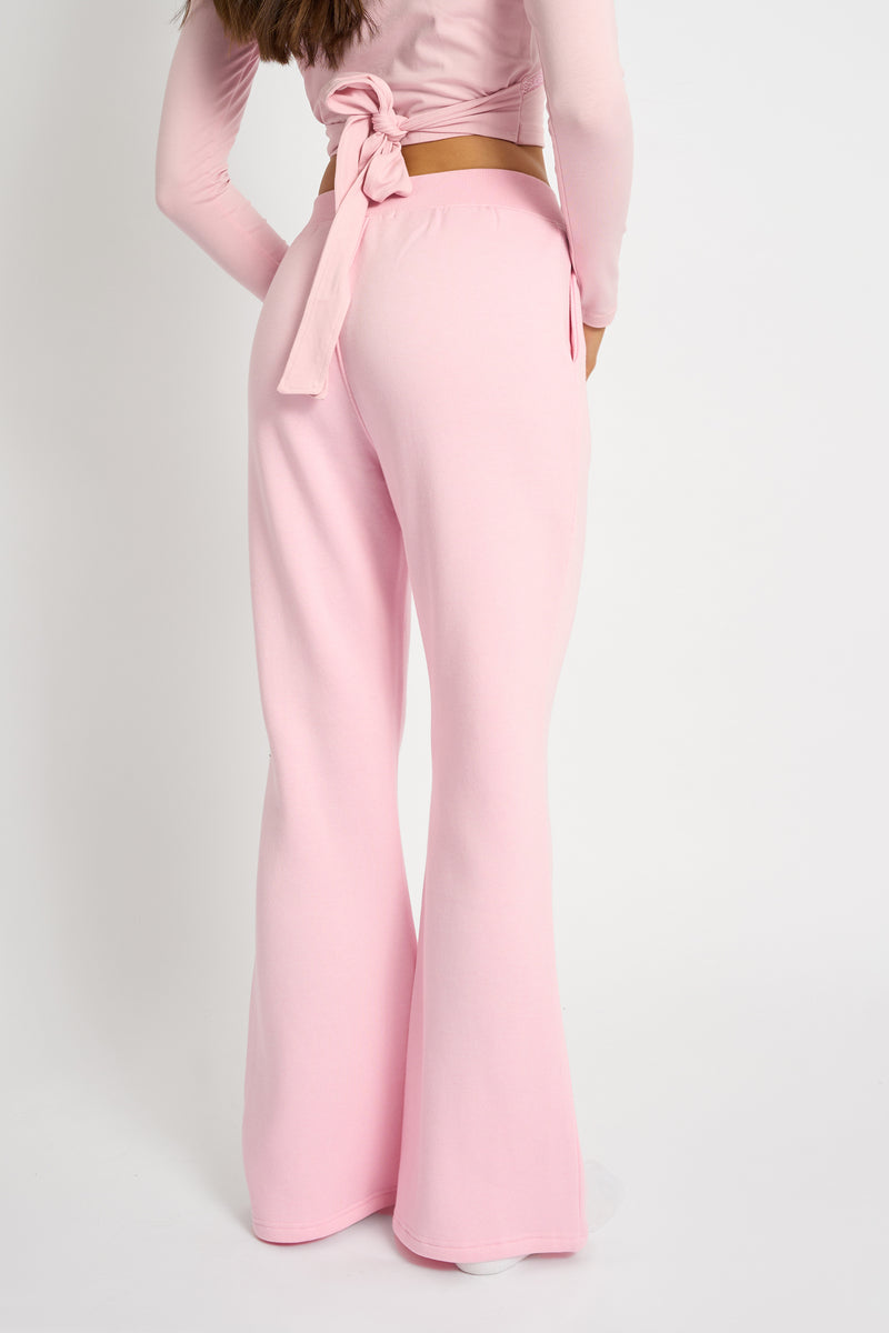 Kaiia Bow Detail Wide Leg Joggers Pink