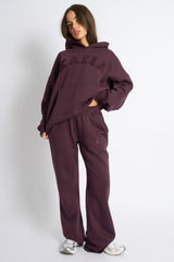 Kaiia Logo Wide Leg Joggers Dark Cherry