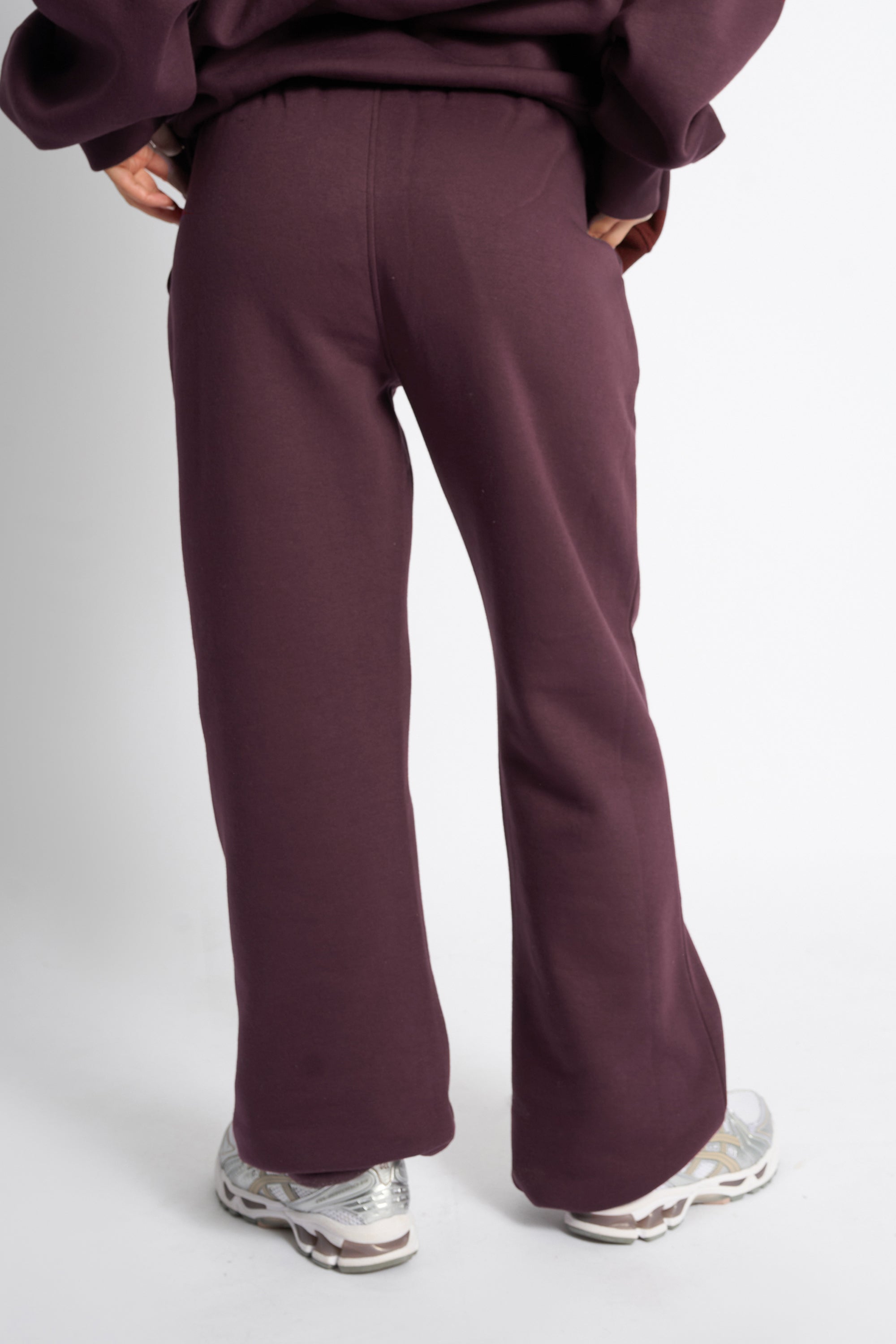 Kaiia Logo Wide Leg Joggers Dark Cherry