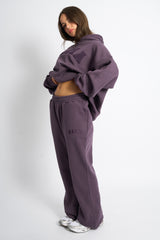 Kaiia Logo Wide Leg Joggers Deep Purple