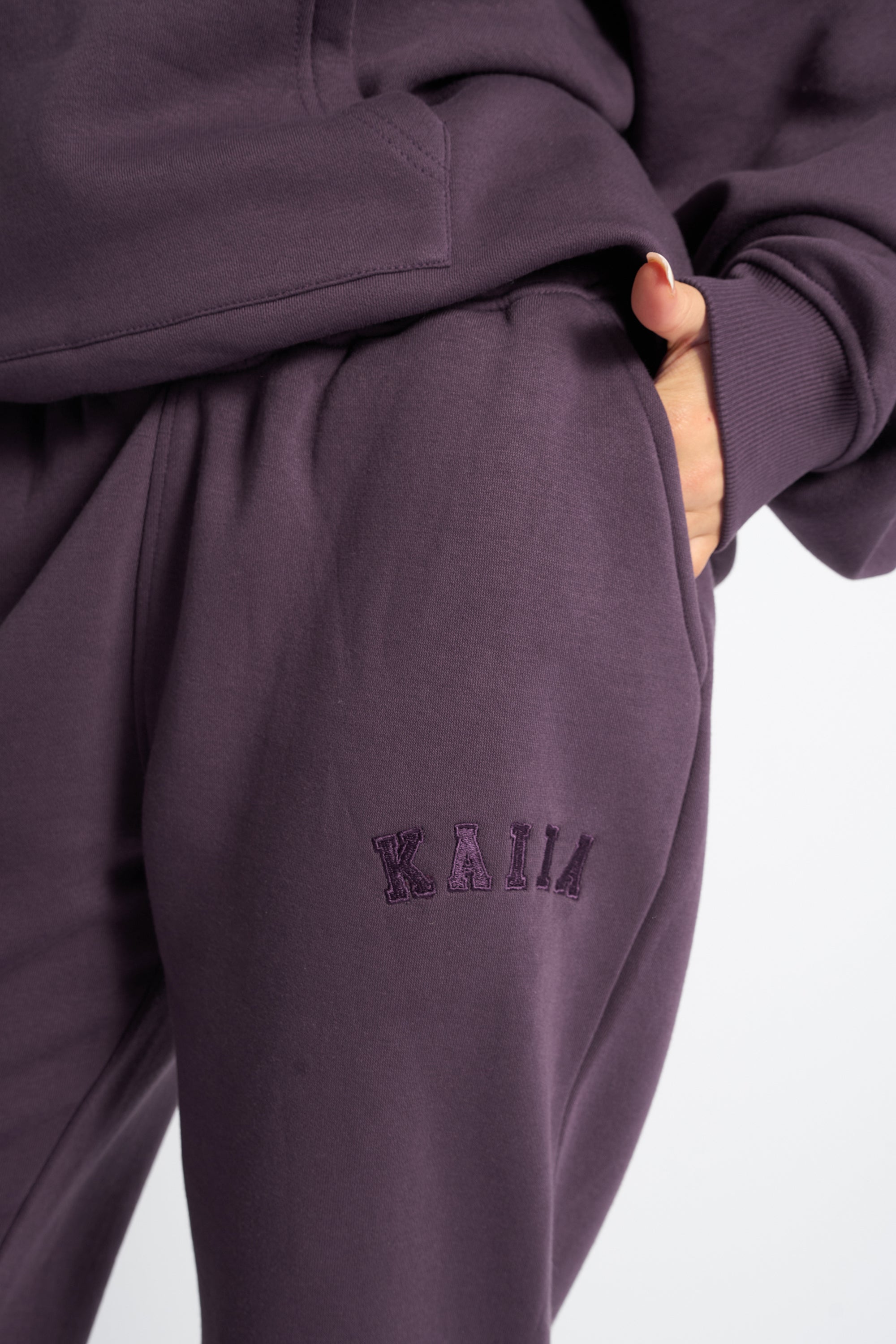 Kaiia Logo Wide Leg Joggers Deep Purple