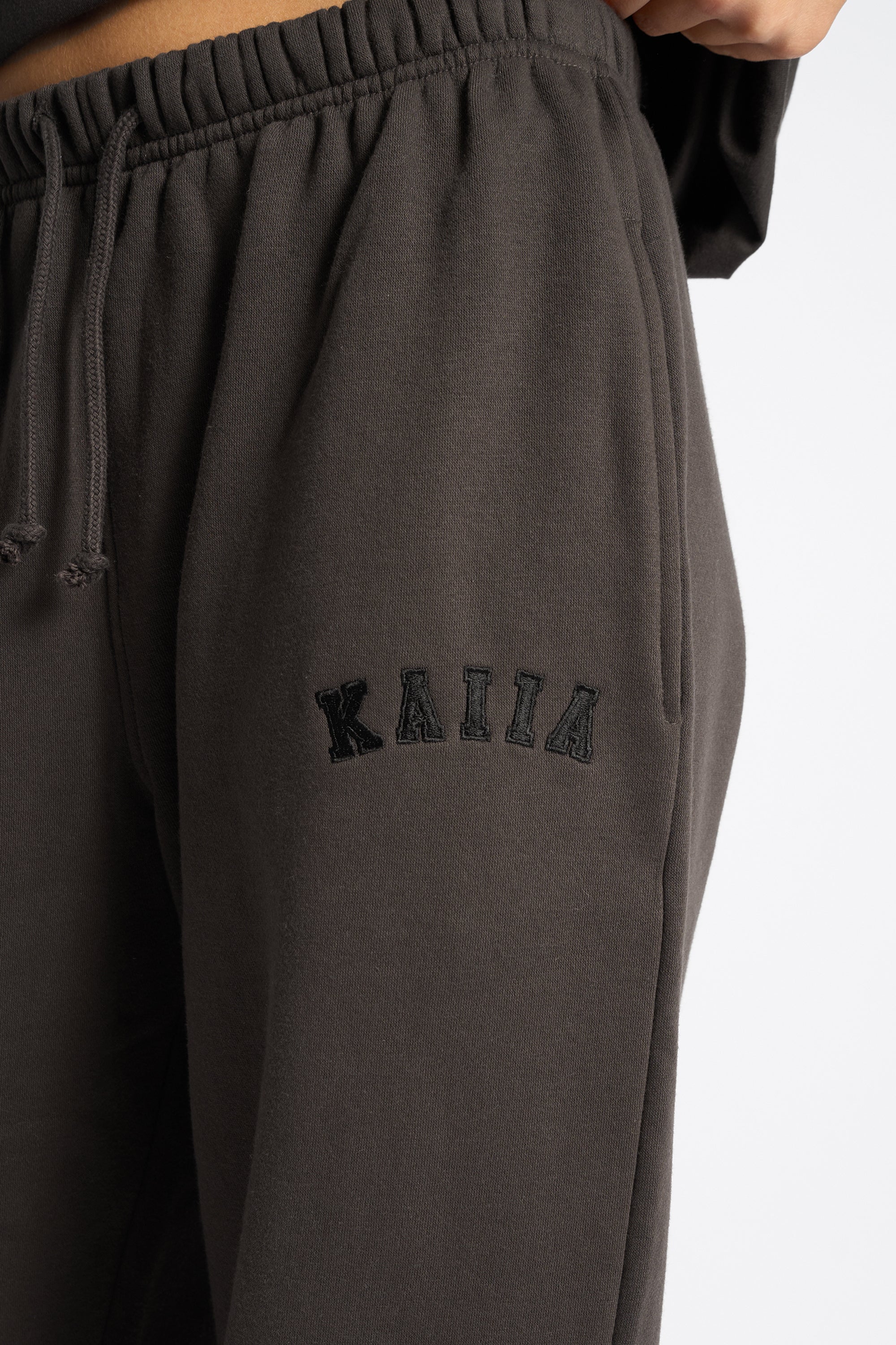 Kaiia Logo Wide Leg Joggers Chocolate