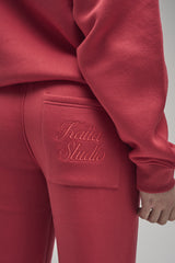 Kaiia Script Logo Wide Leg Joggers Red