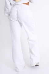 Kaiia Love Heart Graphic Ribbed Waistband Joggers White