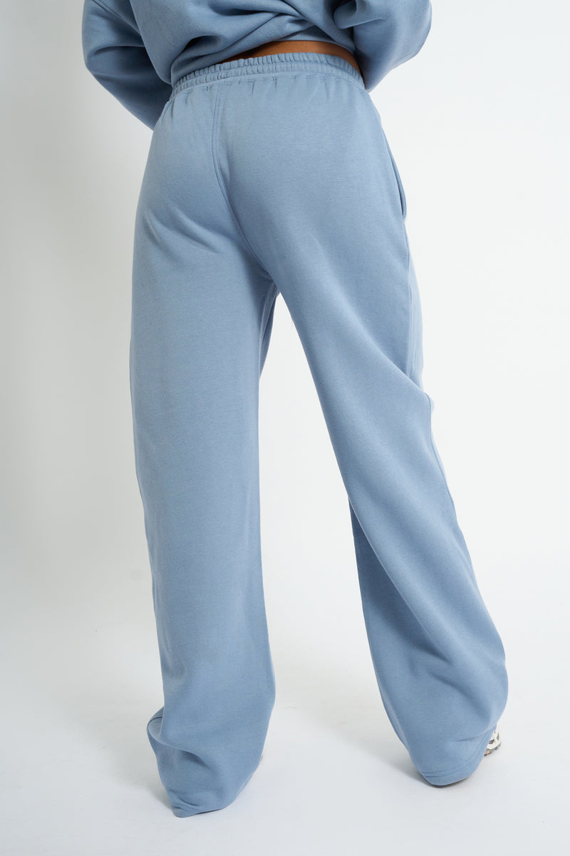 Kaiia Logo Wide Leg Joggers Vintage Blue