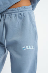 Kaiia Logo Wide Leg Joggers Vintage Blue