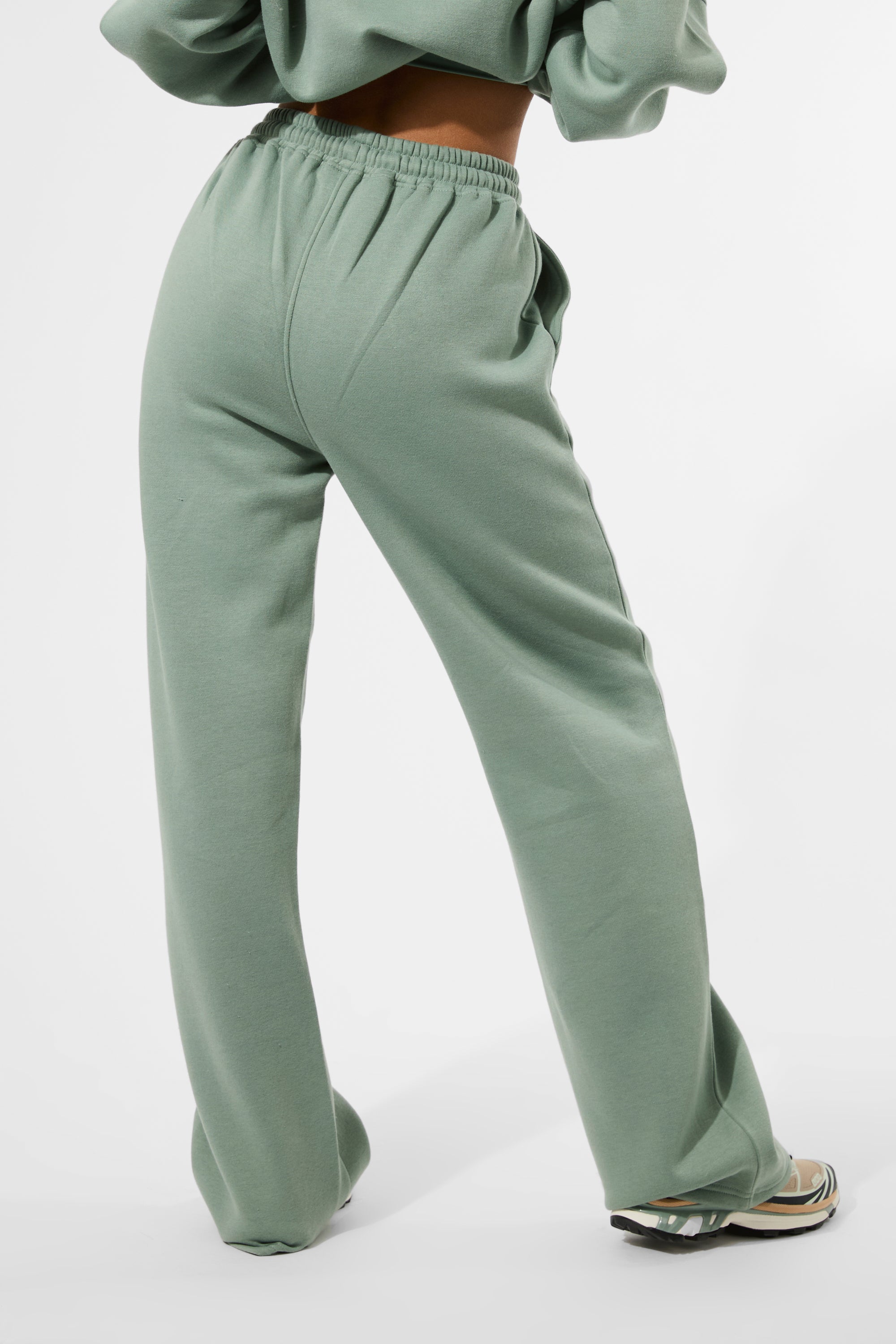 Kaiia Logo Wide Leg Joggers Green Tea