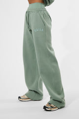 Kaiia Logo Wide Leg Joggers Green Tea