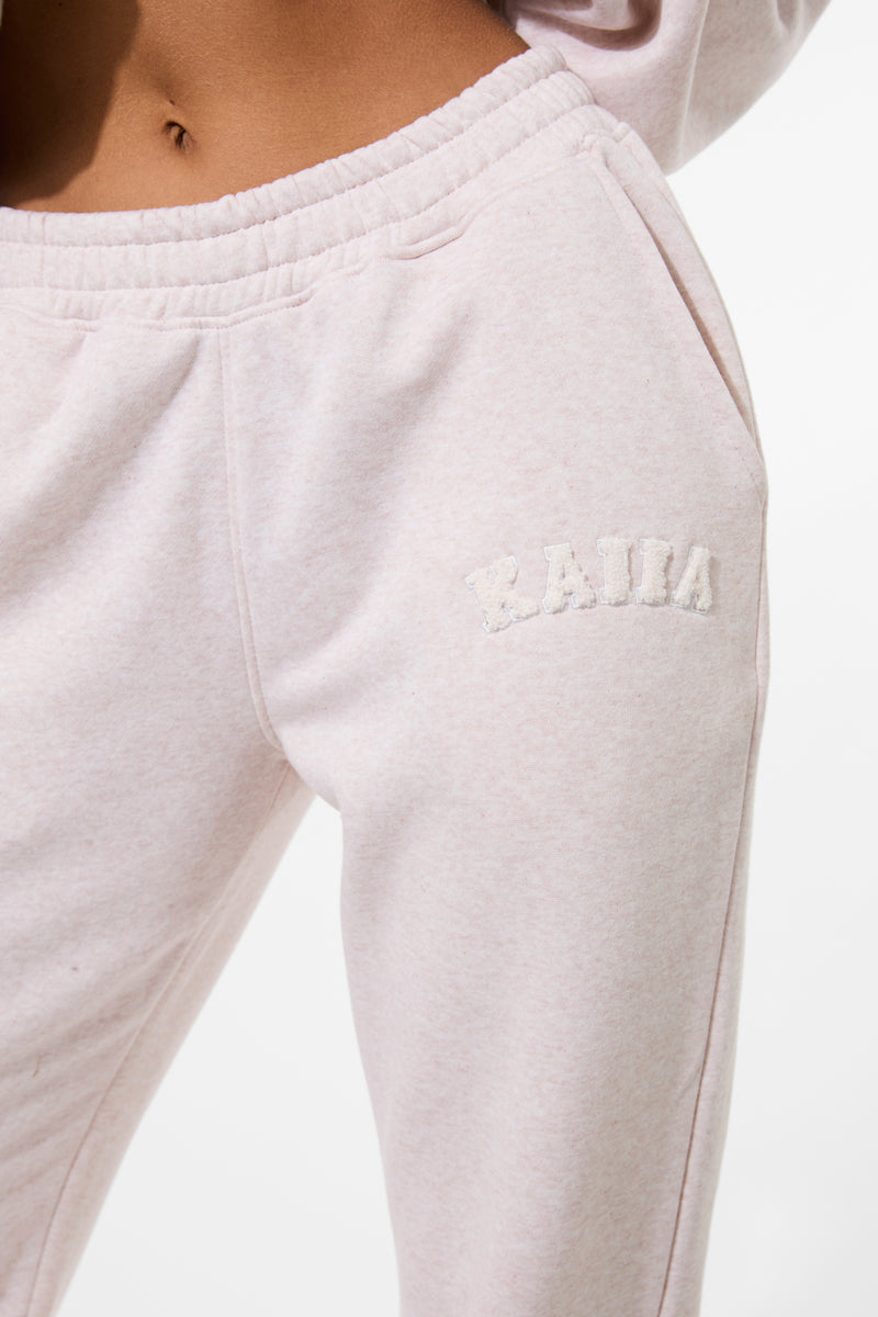 Kaiia Logo Wide Leg Joggers Oat