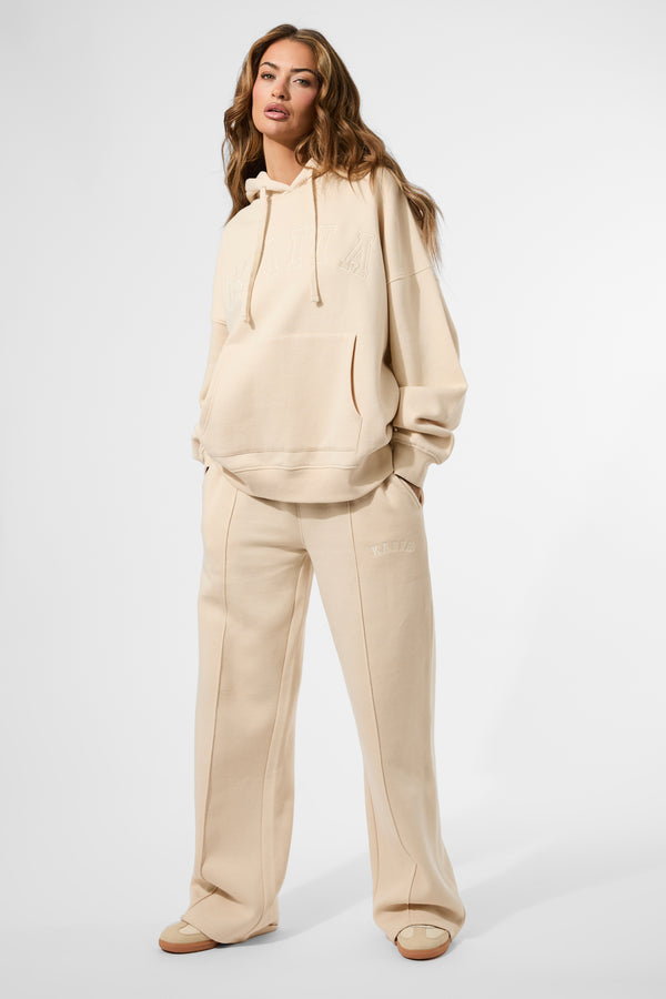 Kaiia Seam Detail Wide Leg Joggers Custard Cream