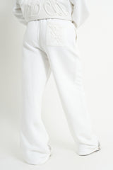 Kaiia Embossed Wide Leg Joggers White