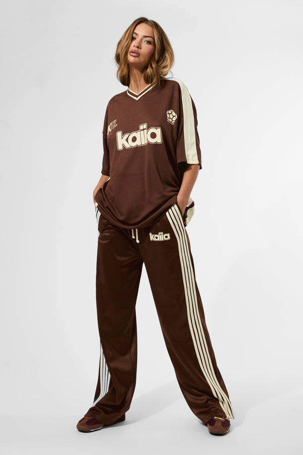 Kaiia Puff Print Tricot Joggers Brown