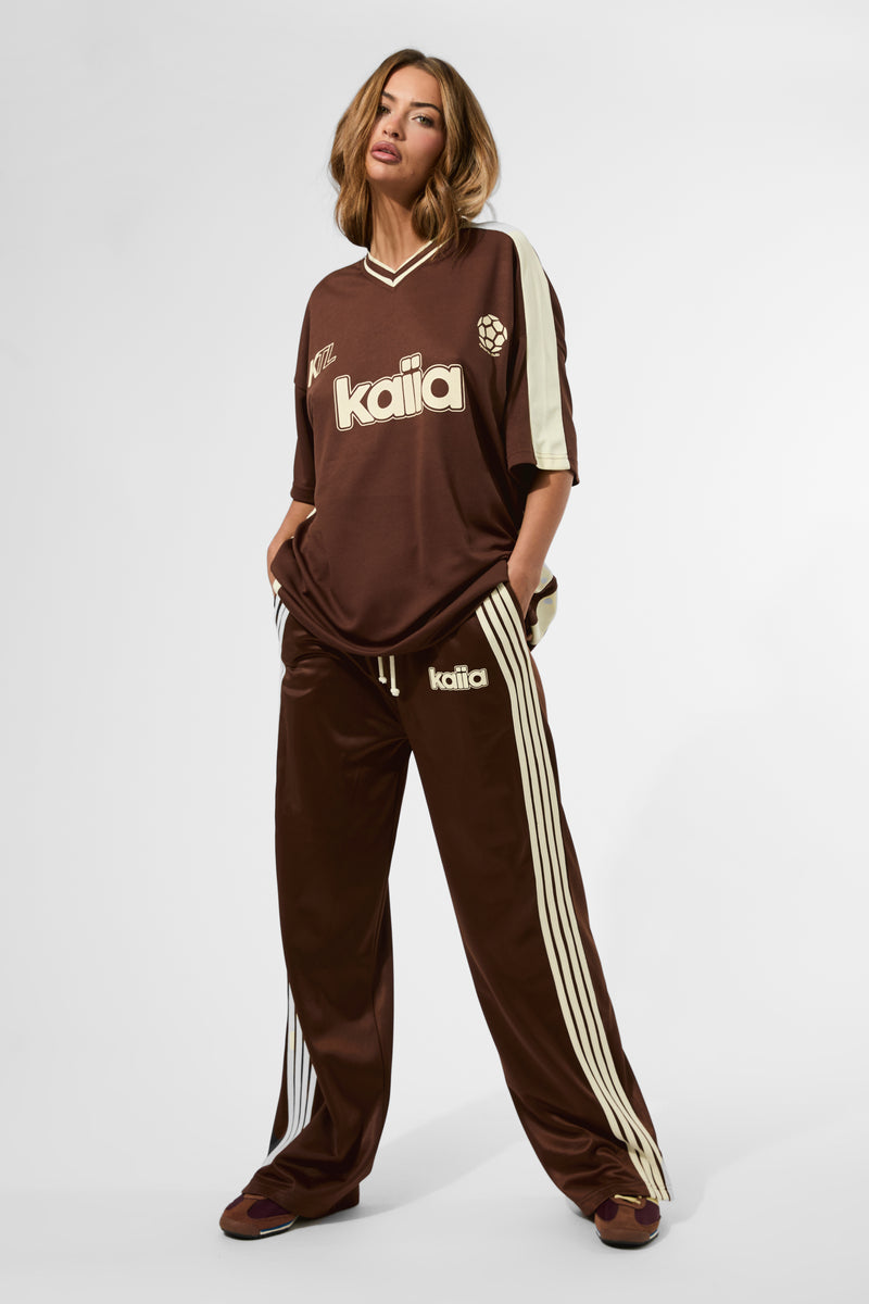 Kaiia Puff Print Tricot Joggers Brown