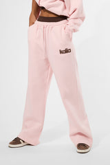 Kaiia Puff Print Wide Leg Joggers Baby Pink