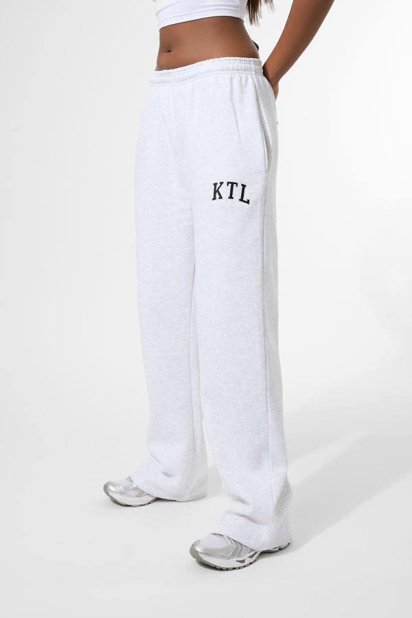 Kaiia KTL Logo Wide Leg Joggers Light Grey Marl