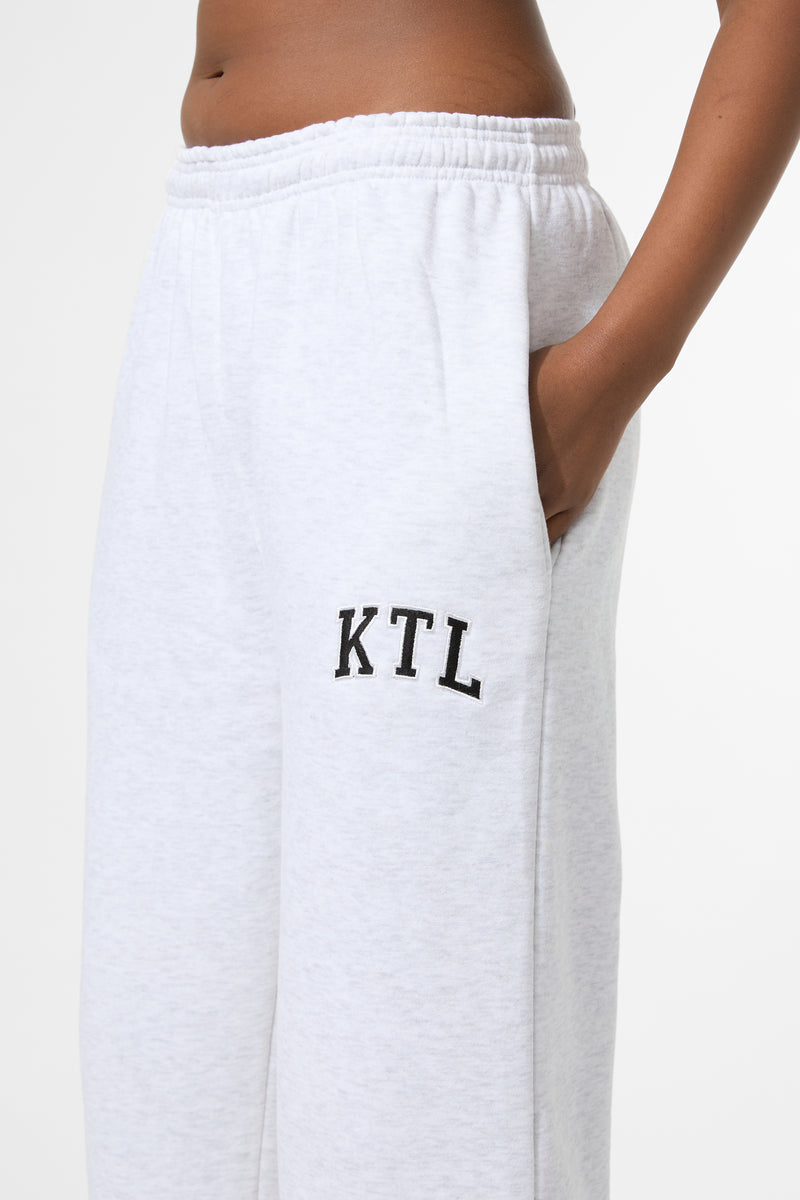 Kaiia KTL Logo Wide Leg Joggers Light Grey Marl