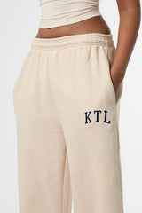 Kaiia KTL Logo Wide Leg Joggers Truffle