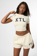 Kaiia KTL Logo Mini Sweat Shorts Buttercream