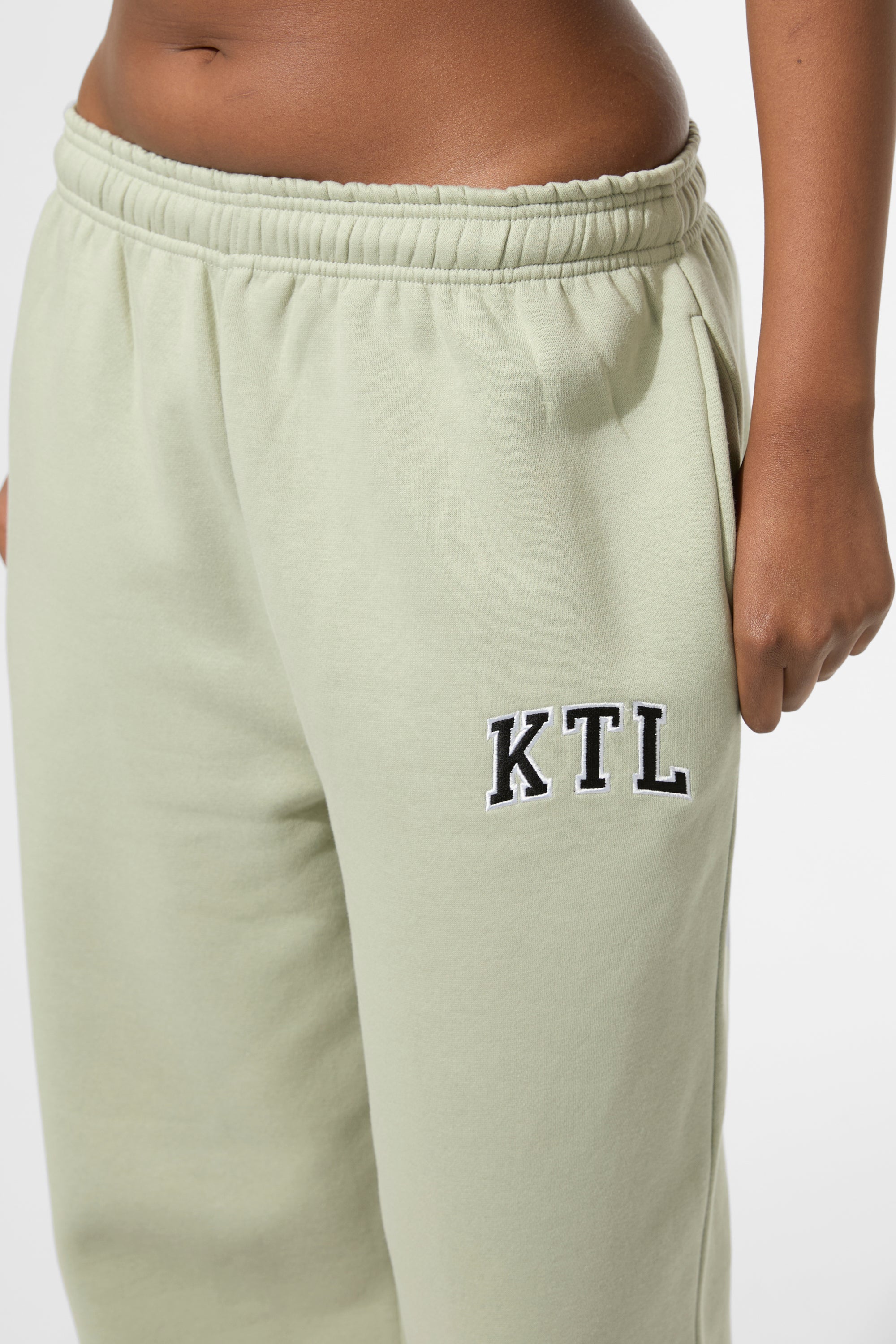 Kaiia KTL Logo Wide Leg Joggers Sage