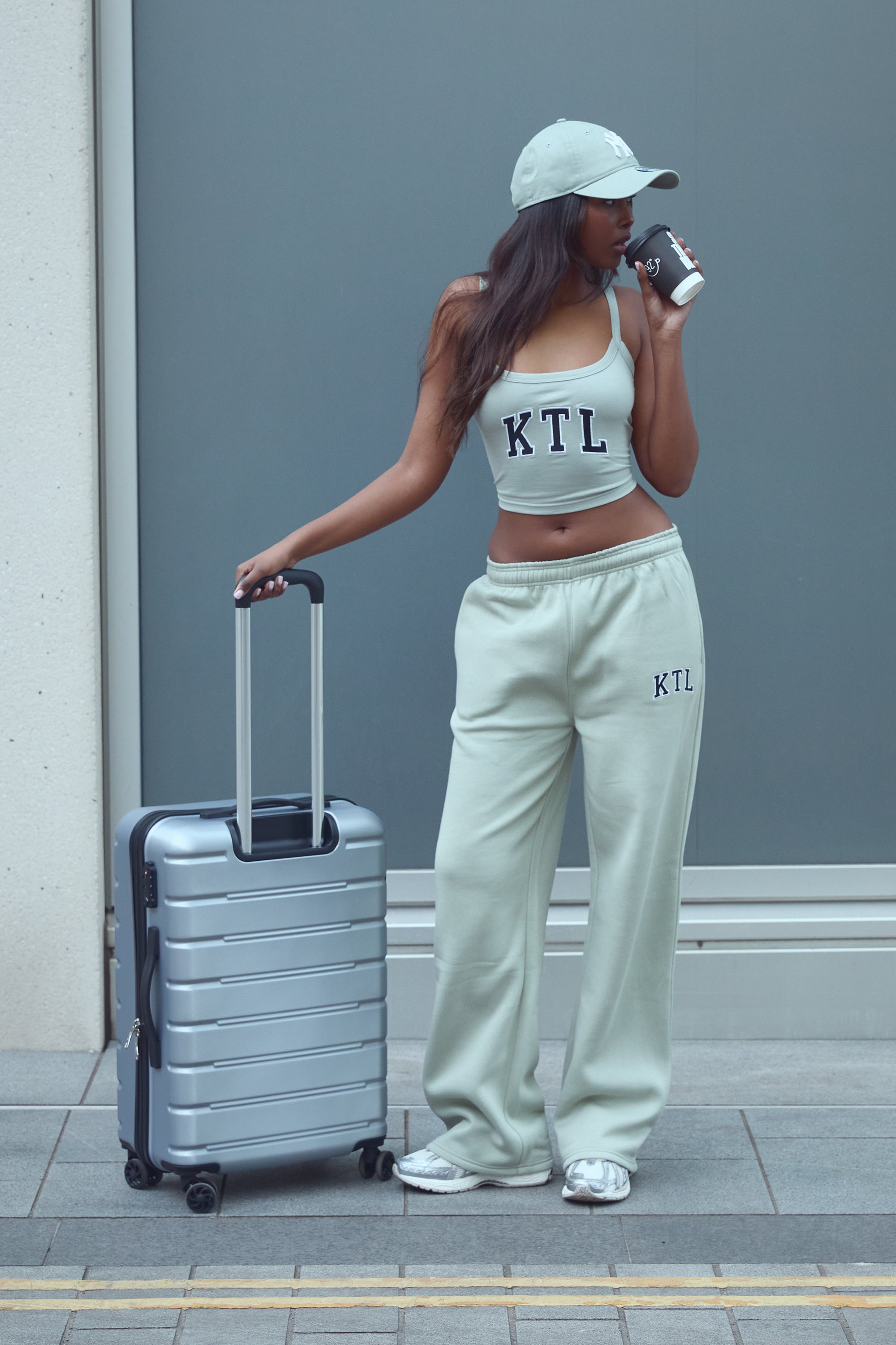 Kaiia KTL Logo Wide Leg Joggers Sage