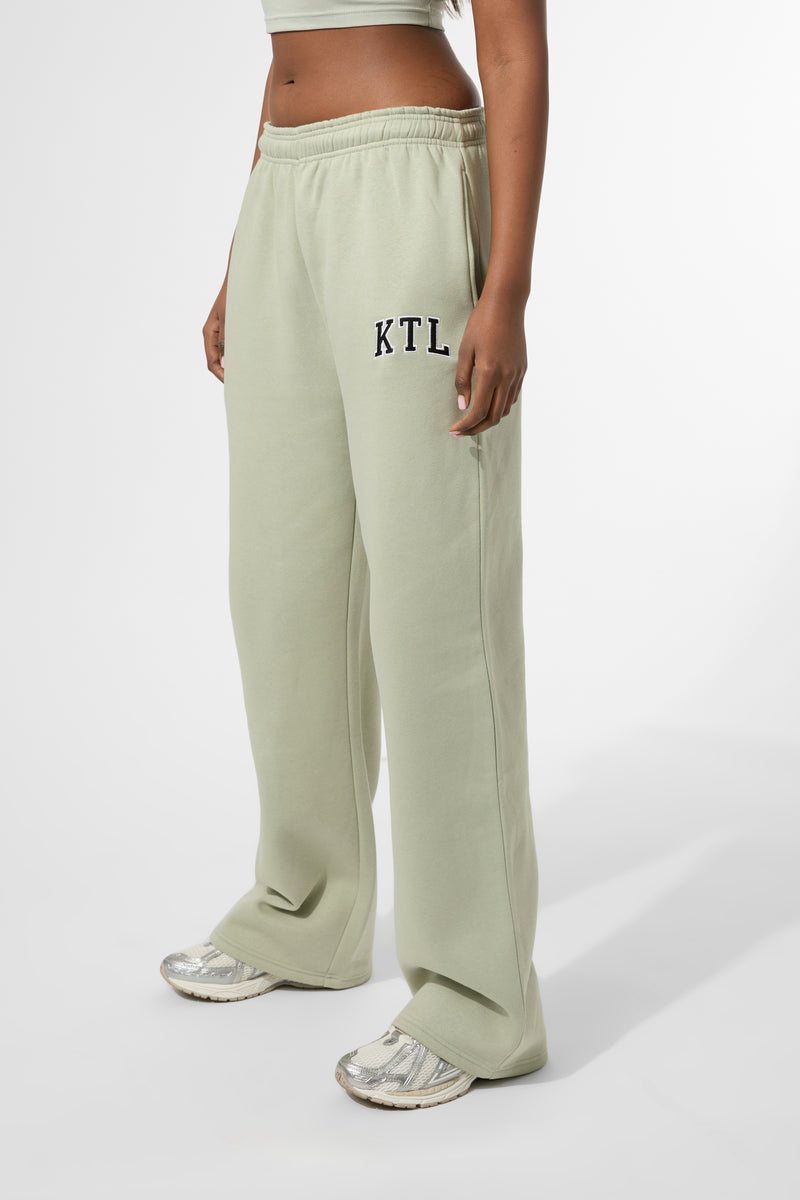 Kaiia KTL Logo Wide Leg Joggers Sage