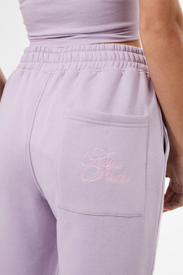 Kaiia Studio Script Logo Wide Leg Jogger Lilac