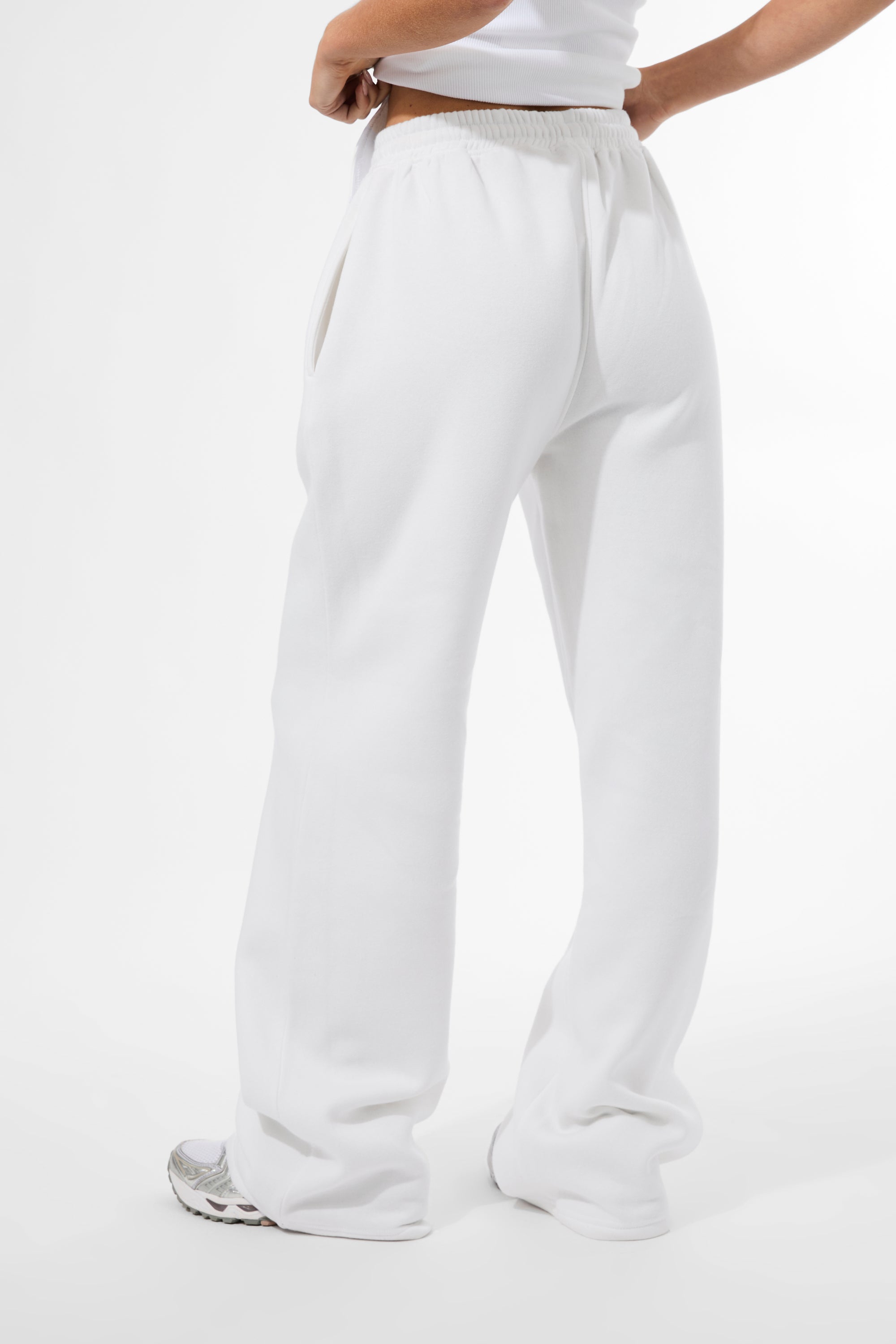 Kaiia Rainbow Logo Wide Leg Joggers White