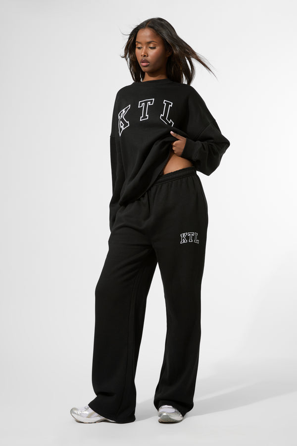 Kaiia KTL Logo Wide Leg Joggers Black