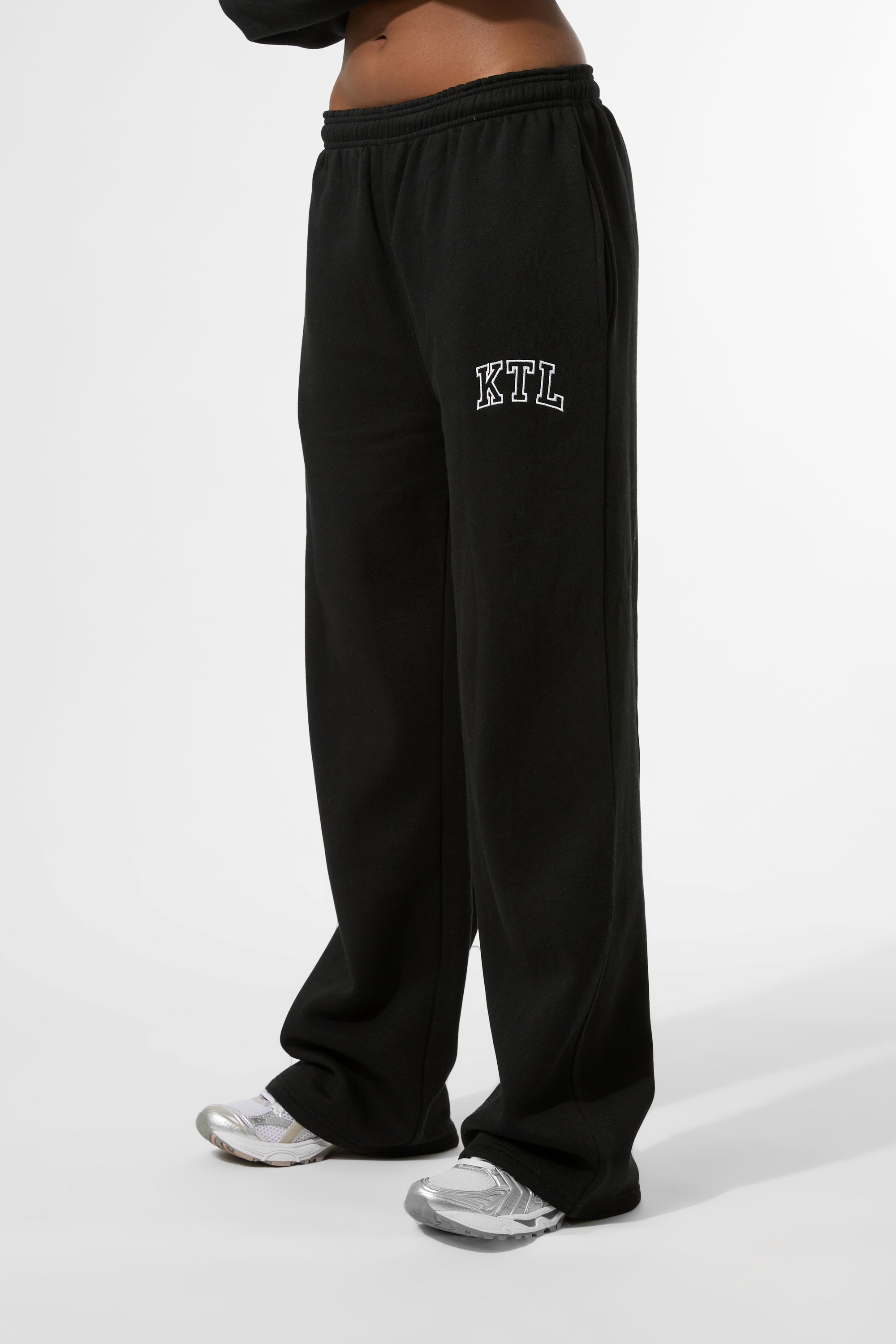 Kaiia KTL Logo Wide Leg Joggers Black