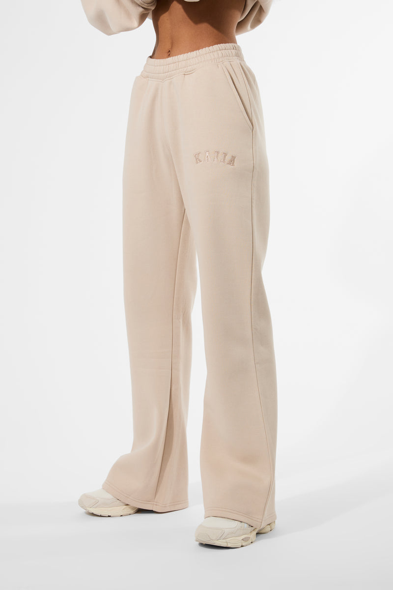 Kaiia Logo Wide Leg Joggers Truffle