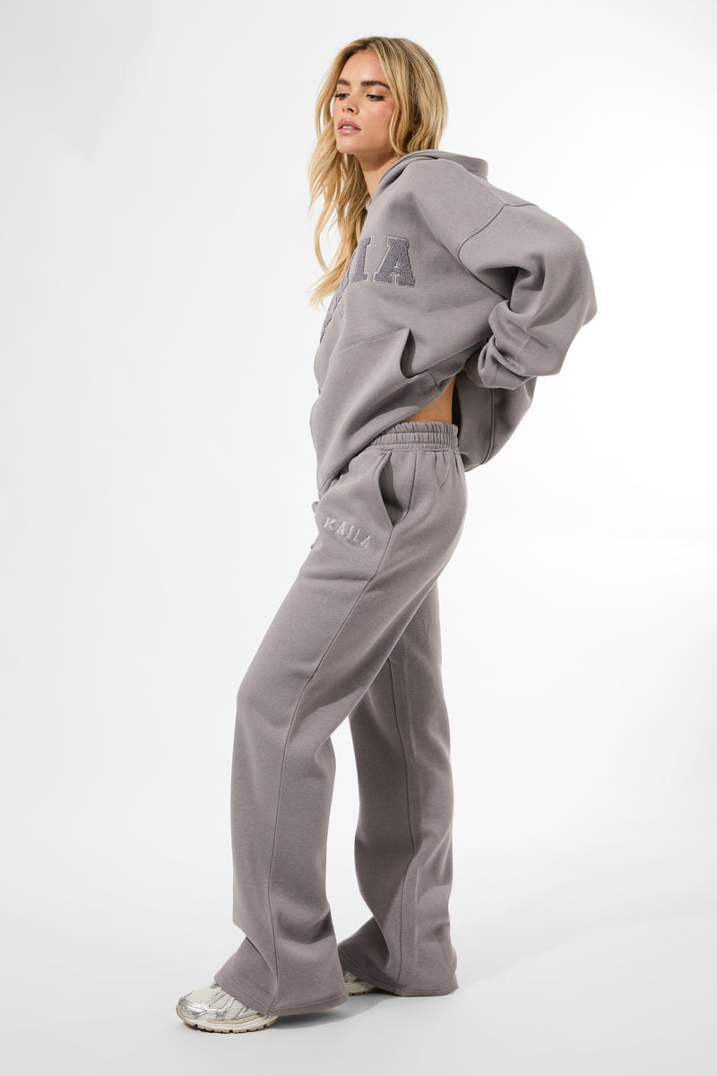 Kaiia Logo Wide Leg Joggers Dove Grey