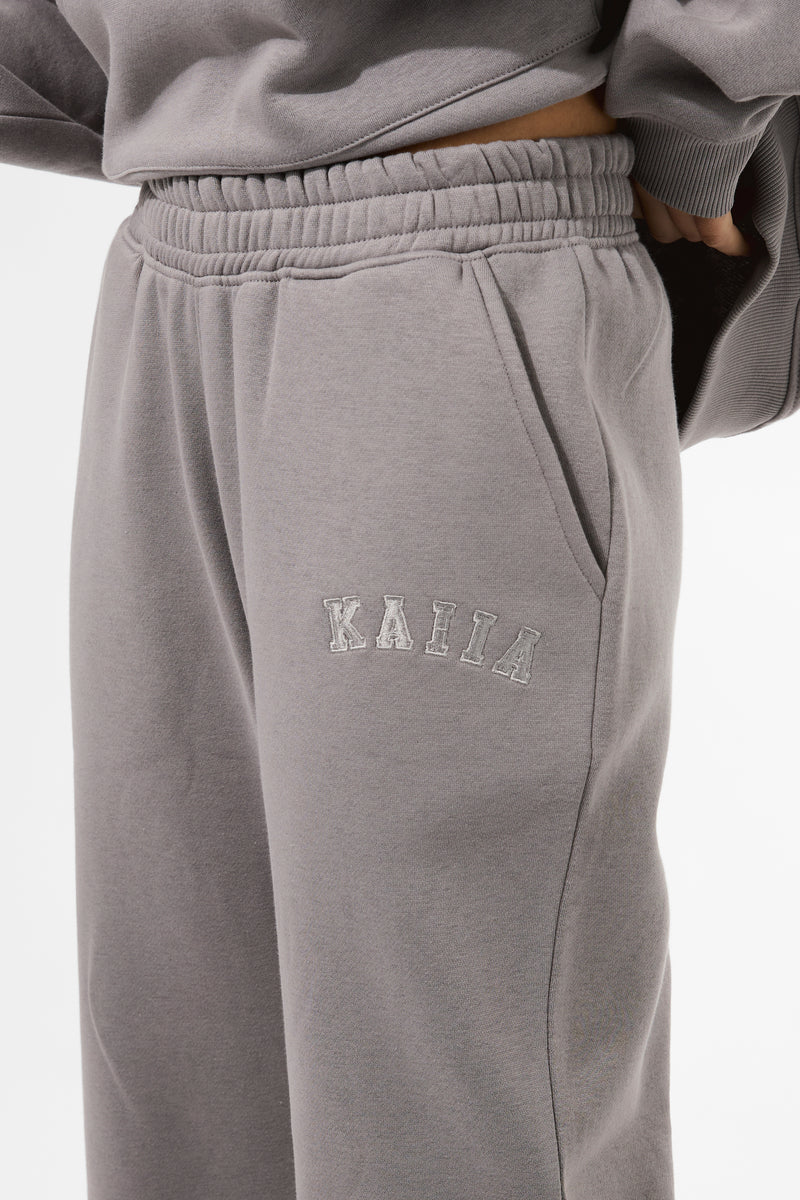 Kaiia Logo Wide Leg Joggers Dove Grey