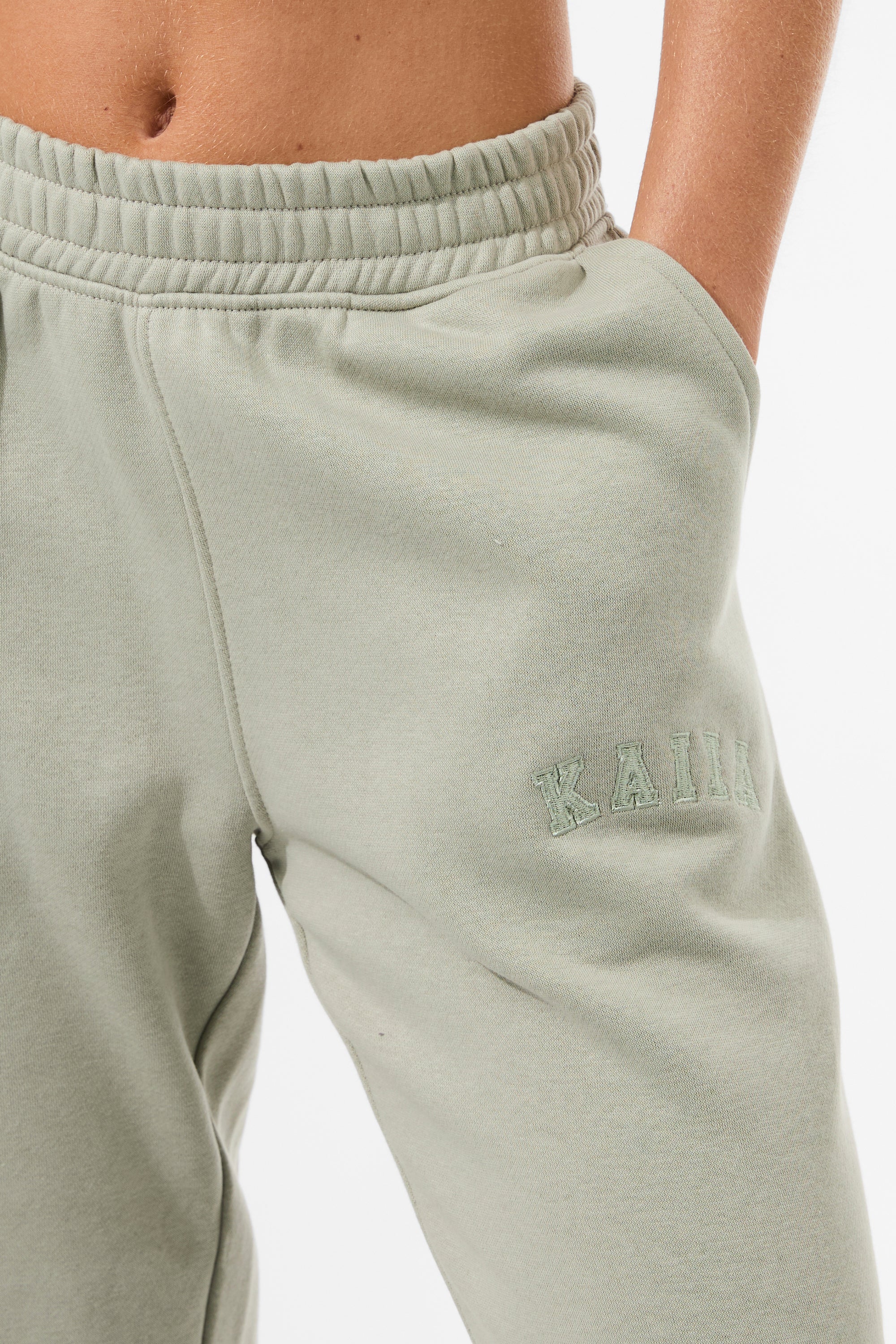 Kaiia Logo Wide Leg Joggers Matcha