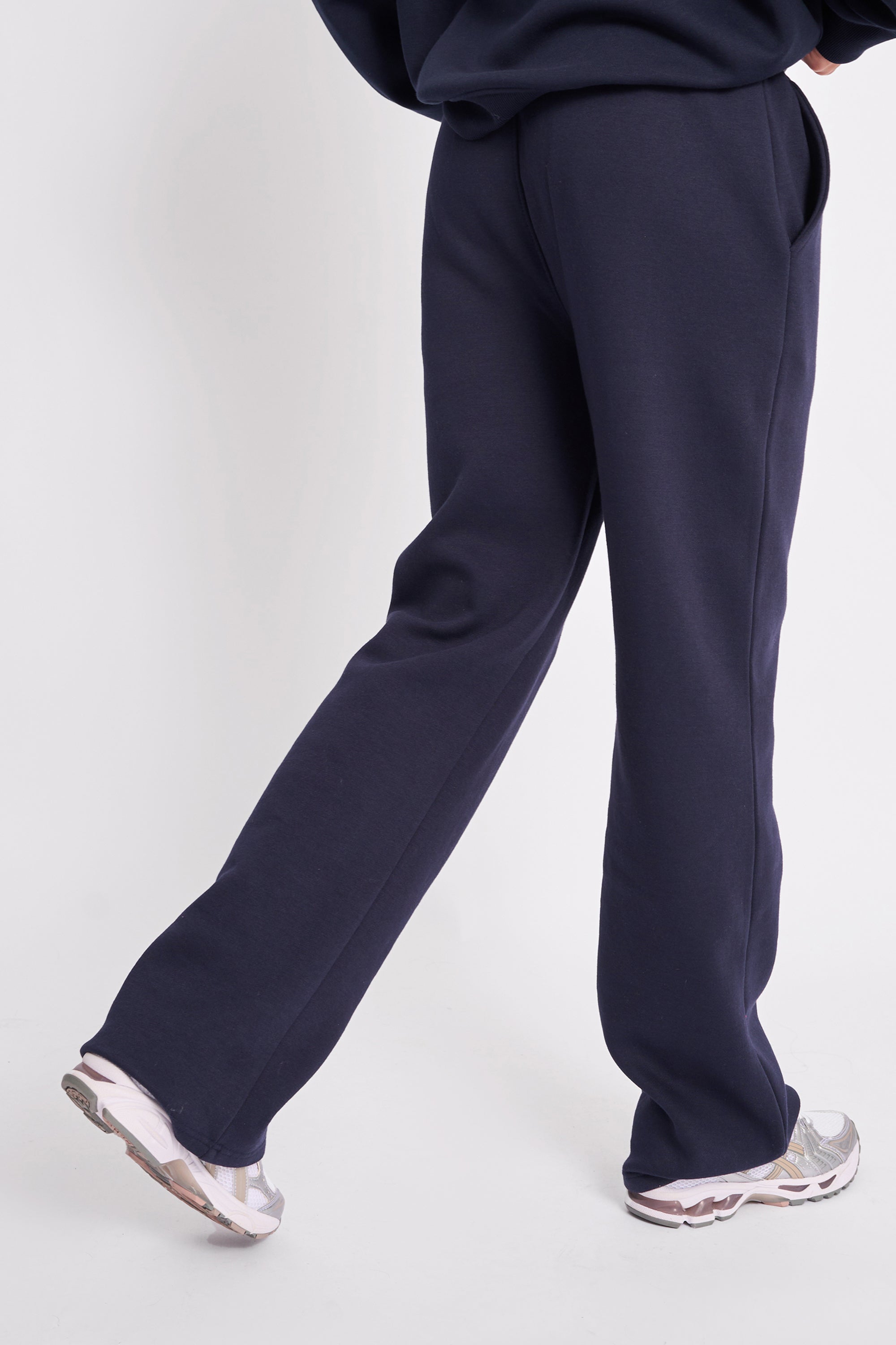 Kaiia Logo Wide Leg Sweat Pants Navy