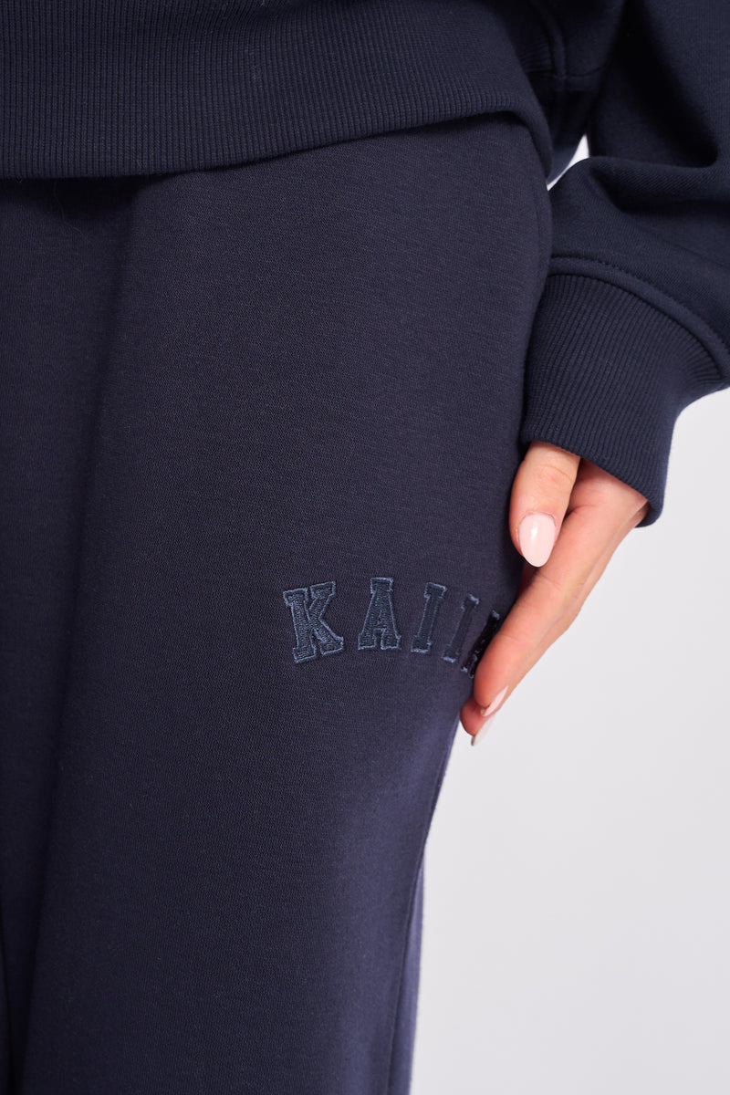 Kaiia Logo Wide Leg Sweat Pants Navy