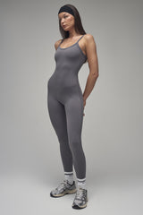 Kaiia Sculpt Strappy Unitard Slate Grey