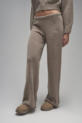 Kaiia Knit Wide Leg Trousers Taupe